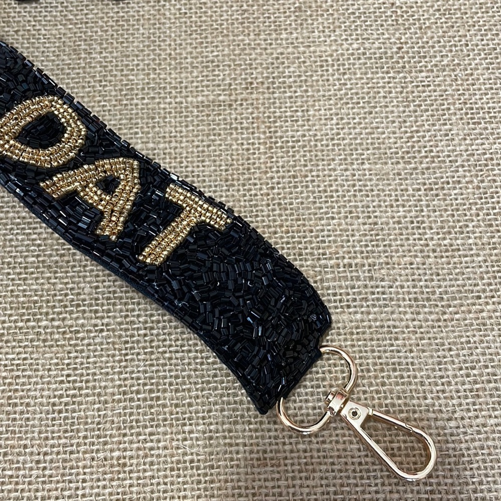 🏈❤️LAST ONE! NEW Black and Gold Beaded Who Dat Purse Strap Saints - Picture 5 of 13